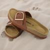 imageCUSHIONAIRE Leeds Sandals for Women Slip On Big Buckle Slide Womens Sandals with Memory Foam Footbed Comfortable Summer FootwearWhiskey