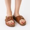 imageCUSHIONAIRE Leeds Sandals for Women Slip On Big Buckle Slide Womens Sandals with Memory Foam Footbed Comfortable Summer FootwearWhiskey