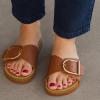 imageCUSHIONAIRE Leeds Sandals for Women Slip On Big Buckle Slide Womens Sandals with Memory Foam Footbed Comfortable Summer FootwearWhiskey
