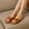 imageCUSHIONAIRE Leeds Sandals for Women Slip On Big Buckle Slide Womens Sandals with Memory Foam Footbed Comfortable Summer FootwearWhiskey
