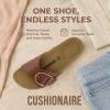 imageCUSHIONAIRE Leeds Sandals for Women Slip On Big Buckle Slide Womens Sandals with Memory Foam Footbed Comfortable Summer FootwearWhiskey