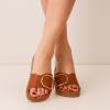 imageCUSHIONAIRE Leeds Sandals for Women Slip On Big Buckle Slide Womens Sandals with Memory Foam Footbed Comfortable Summer FootwearWhiskey