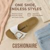 imageCUSHIONAIRE Leeds Sandals for Women Slip On Big Buckle Slide Womens Sandals with Memory Foam Footbed Comfortable Summer FootwearWhite
