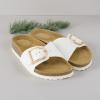 imageCUSHIONAIRE Leeds Sandals for Women Slip On Big Buckle Slide Womens Sandals with Memory Foam Footbed Comfortable Summer FootwearWhite