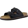 imageCUSHIONAIRE Plano SlipOn Sandals for Women with Arch Support Adjustable Buckle Straps and Stitched Outsole  Casual Flat Summer Womens SandalsBlack Nappa