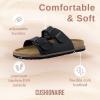 imageCUSHIONAIRE Plano SlipOn Sandals for Women with Arch Support Adjustable Buckle Straps and Stitched Outsole  Casual Flat Summer Womens SandalsBlack Nappa