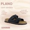 imageCUSHIONAIRE Plano SlipOn Sandals for Women with Arch Support Adjustable Buckle Straps and Stitched Outsole  Casual Flat Summer Womens SandalsBlack Nappa