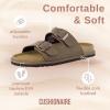imageCUSHIONAIRE Plano SlipOn Sandals for Women with Arch Support Adjustable Buckle Straps and Stitched Outsole  Casual Flat Summer Womens SandalsBrown