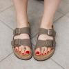 imageCUSHIONAIRE Plano SlipOn Sandals for Women with Arch Support Adjustable Buckle Straps and Stitched Outsole  Casual Flat Summer Womens SandalsBrown