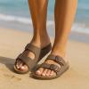 imageCUSHIONAIRE Plano SlipOn Sandals for Women with Arch Support Adjustable Buckle Straps and Stitched Outsole  Casual Flat Summer Womens SandalsBrown