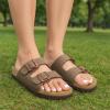 imageCUSHIONAIRE Plano SlipOn Sandals for Women with Arch Support Adjustable Buckle Straps and Stitched Outsole  Casual Flat Summer Womens SandalsBrown