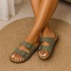 imageCUSHIONAIRE Plano SlipOn Sandals for Women with Arch Support Adjustable Buckle Straps and Stitched Outsole  Casual Flat Summer Womens SandalsOlive