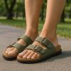 imageCUSHIONAIRE Plano SlipOn Sandals for Women with Arch Support Adjustable Buckle Straps and Stitched Outsole  Casual Flat Summer Womens SandalsOlive