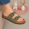 imageCUSHIONAIRE Plano SlipOn Sandals for Women with Arch Support Adjustable Buckle Straps and Stitched Outsole  Casual Flat Summer Womens SandalsOlive