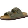 imageCUSHIONAIRE Plano SlipOn Sandals for Women with Arch Support Adjustable Buckle Straps and Stitched Outsole  Casual Flat Summer Womens SandalsOlive