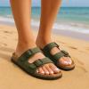 imageCUSHIONAIRE Plano SlipOn Sandals for Women with Arch Support Adjustable Buckle Straps and Stitched Outsole  Casual Flat Summer Womens SandalsOlive