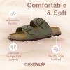 imageCUSHIONAIRE Plano SlipOn Sandals for Women with Arch Support Adjustable Buckle Straps and Stitched Outsole  Casual Flat Summer Womens SandalsOlive