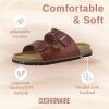 imageCUSHIONAIRE Plano SlipOn Sandals for Women with Arch Support Adjustable Buckle Straps and Stitched Outsole  Casual Flat Summer Womens SandalsWhiskey Nappa