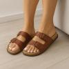 imageCUSHIONAIRE Plano SlipOn Sandals for Women with Arch Support Adjustable Buckle Straps and Stitched Outsole  Casual Flat Summer Womens SandalsWhiskey Nappa