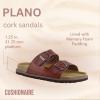 imageCUSHIONAIRE Plano SlipOn Sandals for Women with Arch Support Adjustable Buckle Straps and Stitched Outsole  Casual Flat Summer Womens SandalsWhiskey Nappa