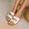 imageCUSHIONAIRE Plano SlipOn Sandals for Women with Arch Support Adjustable Buckle Straps and Stitched Outsole  Casual Flat Summer Womens SandalsWhite Nappa