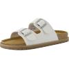 imageCUSHIONAIRE Plano SlipOn Sandals for Women with Arch Support Adjustable Buckle Straps and Stitched Outsole  Casual Flat Summer Womens SandalsWhite Nappa