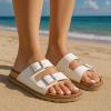 imageCUSHIONAIRE Plano SlipOn Sandals for Women with Arch Support Adjustable Buckle Straps and Stitched Outsole  Casual Flat Summer Womens SandalsWhite Nappa