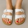 imageCUSHIONAIRE Plano SlipOn Sandals for Women with Arch Support Adjustable Buckle Straps and Stitched Outsole  Casual Flat Summer Womens SandalsWhite Nappa