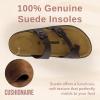 imageCUSHIONAIRE Pluto Cork Footbed Summer Sandals for Women Comfortable Slides with Adjustable Buckles Toe Loop ampamp Stitched Design  Stylish Slip On Women FootwearBrown Nappa