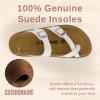 imageCUSHIONAIRE Pluto Cork Footbed Summer Sandals for Women Comfortable Slides with Adjustable Buckles Toe Loop ampamp Stitched Design  Stylish Slip On Women FootwearWhite