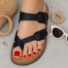 imageCUSHIONAIRE Pluto Cork Footbed Summer Sandals for Women Comfortable Slides with Adjustable Buckles Toe Loop ampamp Stitched Design  Stylish Slip On Women FootwearBlack