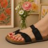 imageCUSHIONAIRE Pluto Cork Footbed Summer Sandals for Women Comfortable Slides with Adjustable Buckles Toe Loop ampamp Stitched Design  Stylish Slip On Women FootwearBlack