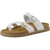 imageCUSHIONAIRE Pluto Cork Footbed Summer Sandals for Women Comfortable Slides with Adjustable Buckles Toe Loop ampamp Stitched Design  Stylish Slip On Women FootwearWhite