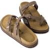 imageCUSHIONAIRE Pluto Cork Footbed Summer Sandals for Women Comfortable Slides with Adjustable Buckles Toe Loop ampamp Stitched Design  Stylish Slip On Women FootwearBrown