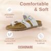 imageCUSHIONAIRE Pluto Cork Footbed Summer Sandals for Women Comfortable Slides with Adjustable Buckles Toe Loop ampamp Stitched Design  Stylish Slip On Women FootwearWhite