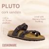 imageCUSHIONAIRE Pluto Cork Footbed Summer Sandals for Women Comfortable Slides with Adjustable Buckles Toe Loop ampamp Stitched Design  Stylish Slip On Women FootwearBrown Nappa