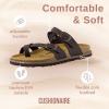 imageCUSHIONAIRE Pluto Cork Footbed Summer Sandals for Women Comfortable Slides with Adjustable Buckles Toe Loop ampamp Stitched Design  Stylish Slip On Women FootwearBrown Nappa
