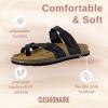 imageCUSHIONAIRE Pluto Cork Footbed Summer Sandals for Women Comfortable Slides with Adjustable Buckles Toe Loop ampamp Stitched Design  Stylish Slip On Women FootwearBlack