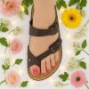 imageCUSHIONAIRE Pluto Cork Footbed Summer Sandals for Women Comfortable Slides with Adjustable Buckles Toe Loop ampamp Stitched Design  Stylish Slip On Women FootwearBrown Nappa