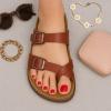 imageCUSHIONAIRE Pluto Cork Footbed Summer Sandals for Women Comfortable Slides with Adjustable Buckles Toe Loop ampamp Stitched Design  Stylish Slip On Women FootwearWhiskey