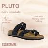 imageCUSHIONAIRE Pluto Cork Footbed Summer Sandals for Women Comfortable Slides with Adjustable Buckles Toe Loop ampamp Stitched Design  Stylish Slip On Women FootwearBlack