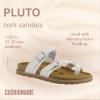 imageCUSHIONAIRE Pluto Cork Footbed Summer Sandals for Women Comfortable Slides with Adjustable Buckles Toe Loop ampamp Stitched Design  Stylish Slip On Women FootwearWhite