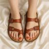 imageCUSHIONAIRE Pluto Cork Footbed Summer Sandals for Women Comfortable Slides with Adjustable Buckles Toe Loop ampamp Stitched Design  Stylish Slip On Women FootwearStone