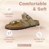 imageCUSHIONAIRE Pluto Cork Footbed Summer Sandals for Women Comfortable Slides with Adjustable Buckles Toe Loop ampamp Stitched Design  Stylish Slip On Women FootwearStone