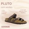 imageCUSHIONAIRE Pluto Cork Footbed Summer Sandals for Women Comfortable Slides with Adjustable Buckles Toe Loop ampamp Stitched Design  Stylish Slip On Women FootwearBrown