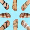 imageCUSHIONAIRE Pluto Cork Footbed Summer Sandals for Women Comfortable Slides with Adjustable Buckles Toe Loop ampamp Stitched Design  Stylish Slip On Women FootwearStone