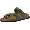 imageCUSHIONAIRE Pluto Cork Footbed Summer Sandals for Women Comfortable Slides with Adjustable Buckles Toe Loop ampamp Stitched Design  Stylish Slip On Women FootwearOlive