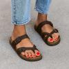 imageCUSHIONAIRE Pluto Cork Footbed Summer Sandals for Women Comfortable Slides with Adjustable Buckles Toe Loop ampamp Stitched Design  Stylish Slip On Women FootwearBrown Nappa
