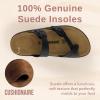 imageCUSHIONAIRE Pluto Cork Footbed Summer Sandals for Women Comfortable Slides with Adjustable Buckles Toe Loop ampamp Stitched Design  Stylish Slip On Women FootwearBlack