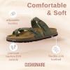 imageCUSHIONAIRE Pluto Cork Footbed Summer Sandals for Women Comfortable Slides with Adjustable Buckles Toe Loop ampamp Stitched Design  Stylish Slip On Women FootwearOlive